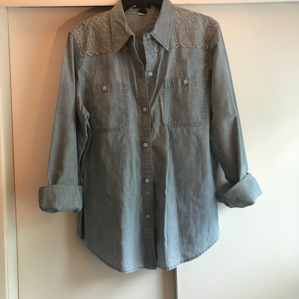 Chaps Denim Chambray Button Down Shirt